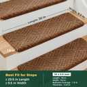 MBIGM Bullnose Non-Slip Stair Treads w/Reusable Adhesive 14 Pack 9.5" x 30" Wooden Steps Protection - TPU Backing with Steel Reinforcement - Anti-Slip Solution Basketweave Brown Non Slip Stair Tread