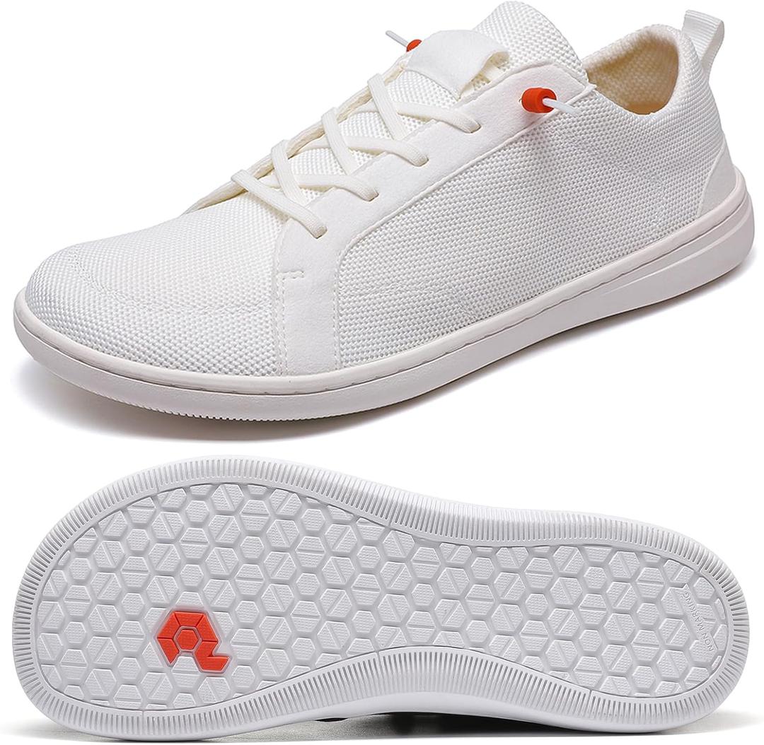Barefoot Wide Toe Box Shoes for Women - Minimalist Barefoot Shoes with | Zero Drop Sole | Extra Wide Slip on Walking Shoes for Women (7.5 Wide, Wt03 |White)