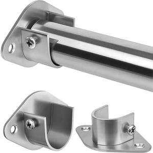 Closet Rod, 17 to 76 Inch Heavy Duty Adjustable Metal Clothing Rack for Hanging Clothes, Closet Poles for Wardrobes, Laundry, Durable Steel, Silver