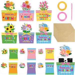 Teacher Gift Card Holder Set with Envelopes, 12 PCS Teacher Appreciation Gift Card Holders, Thank You Card for Teachers, End of Year Appreciation Gifts from Students Parents for Teachers Appreciation Week, 1 Count