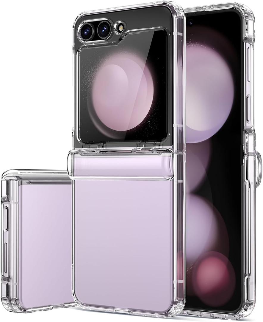 Vihibii for Samsung Galaxy Z Flip 5 Case with Hinge Protection & Screen Protector, Military Grade Drop Protection Durable Sturdy Slim Ultra Thin Protective Phone Case for Z Flip 5 5G 2023, Clear