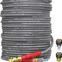 Pressure Washer Hose 100ft 4200PSI with 3/8 Quick Connect, 1/4 Commercial Grade Steel Wire Braided Kink Resistant Power Washer Extension Hose, Flexible Replacement Hose Adapter Set