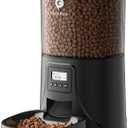 PETULTRA Automatic Cat Feeder: 4L Timed Cats Food Dispenser Programmable 1-6 Meal for Cat and Small Medium Dog- Auto Pet Feeder Easy to Set Up Dual Power Supply with Desiccant Bag| Detachable Washable, Black-Basic Edition