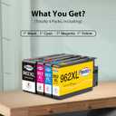 962 962XL Ink Cartridges Combo Pack Latest Chip for HP 962XL Ink Cartridges Combo Pack for HP962XL for HP Ink 962 for HP Officejet Pro 9010 9015 9020 9018 9025 Printer Black Cyan Magenta Yellow, 4Pack