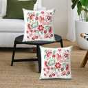 Set of 2 Embroidered Decorative Throw Pillow Covers Couch Square Pillowcases Cushion for Bedroom Sofa Farmhouse Decor 18x18 Inch (Angel Flower)