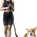 Hands Free Dog Leash, Crossbody Dog Leash, 5.3-7.8Ft Waist Belt with Car Seatbelt and Double-Sided Reflective,Walking, Jogging,Hiking, Travel etc.(Black)