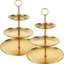 QTLCOHD 2Pcs 3 Tier Gold Cupcake Stand Stainless Steel Cupcake Tower Gold Tiered Dessert Stand Cup Cake Tier Stand Gold Serving Tray for Wedding Birthday Party