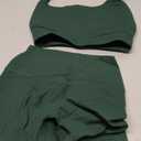 OMKAGI 2 Piece Workout Sets for Women Halter Sports Bras Gym Sets Booty Leggings Outfits (X-Small, Emerald Black)