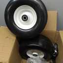 13x6.50-6 Flat Free Lawn Mower Tires and Wheels 3/4" 5/8" 1/2" Ball Bearings, 13x6.5x6 Zero Turn Mower Front Tires, Smooth Tires for Commercial Grade Lawn 5.5"-7.5" Adjustable Centered Hub
