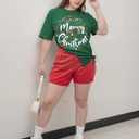 Christmas Shirt for Women Merry Christmas Leopard Graphic Tee Xmas Tree Graphic Holiday T-Shirt Tops (Small, Green1)