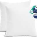 ROYALE LINENS 18 x 18 Pillow Insert - Down Alternative Throw Pillows Insert - Square Pillow Pack of 2 White - Bed & Couch Pillows - Inner Cushion for Bed, Cushion for Living Room - Shams Stuffer