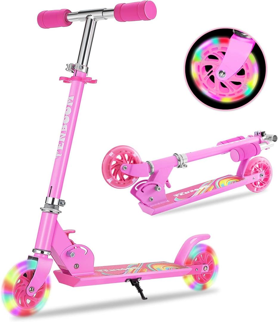 Scooter Toys for Kids Ages 6-12/3-5, Christmas Birthday Gifts for Girls Boys, Easy Folding Kids Scooter with 3 Levels Adjustable Handlebar (Rose Red) Scooter Toys for Kids Ages 6-12/3-5, Christmas Birthday Gifts for Girls Boys, Easy Folding Kids Scooter with 3 Levels Adjustable Handlebar (Rose Red)