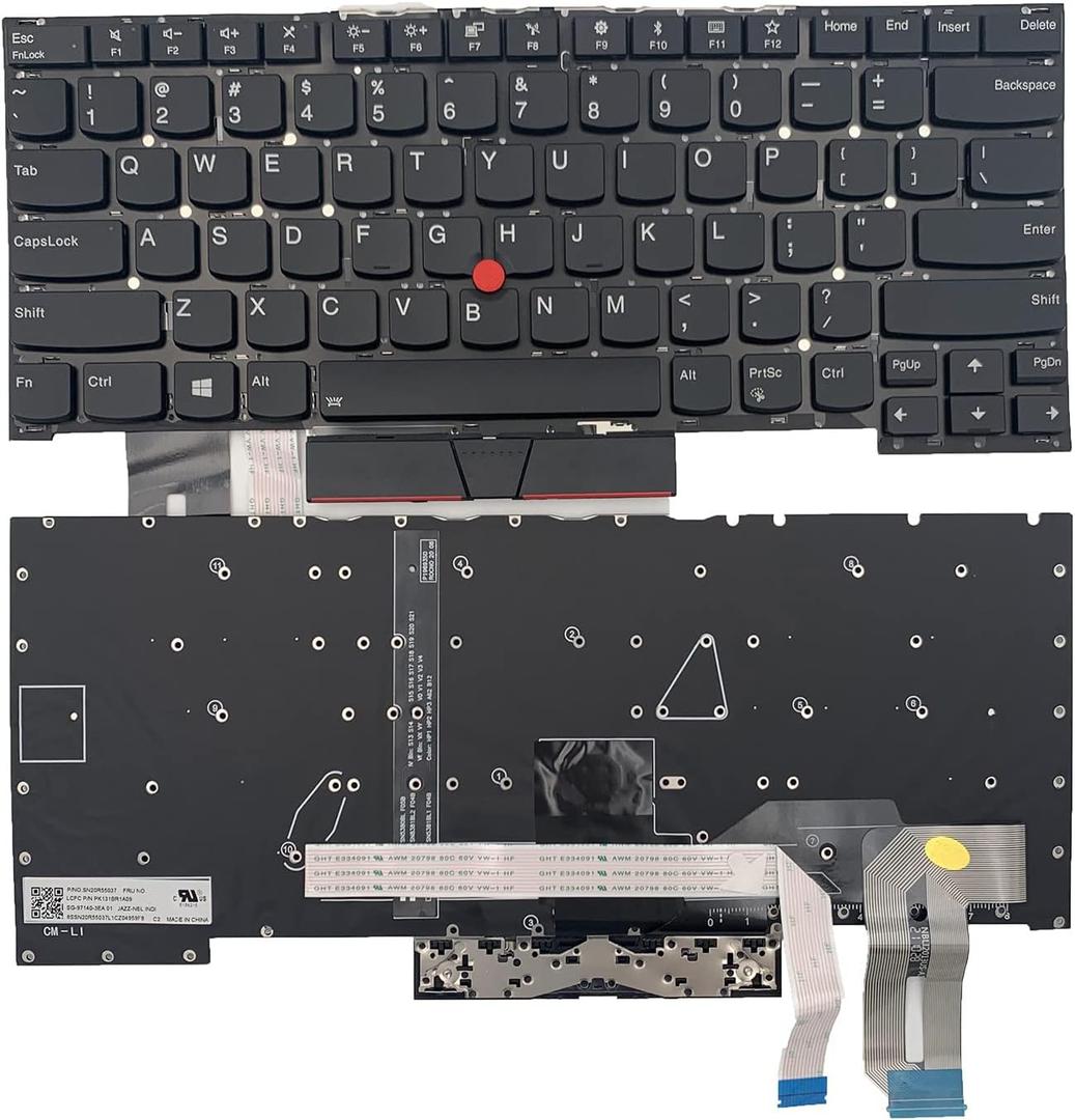Laptop Replacement US Layout Backlit Keyboard for Lenovo Thinkpad T490s T495s SN20R66042 02HM208 02HM280 Black