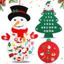 Yookeer 3 Pack DIY Felt Christmas Snowman Set Santa Advent Calendar Xmas Tree Felt with Detachable Ornament Craft Door Wall Hanging Decoration Xmas Gift for Winter Holiday Party(Vivid)