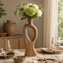 Living Room Decor Flower Vase,Ceramic Farmhouse Wood Vases Aesthetic,Office Decor Flower Pot for Desk, Boho Coffee Table Bookshelf Laundry House Decorations,Kitchen Accessories