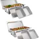 2 Pack Electric Chafing Dish Buffet Set 9 QT Buffet Food Servers and Warmers Digital Display Temperature with 1 Full-Size Pan & 2 Half-Size Pan Stainless Steel for Parties Weddings Caterings