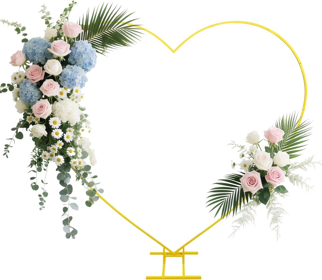 Heart Shape Wedding Arches,Metal Wedding Balloon Arch Stand, Love Balloon Column Arch Frame for Wedding,Valentine's Day, Engagement and Birthday Party Decor
