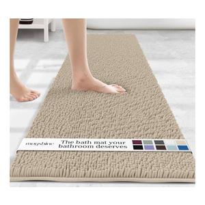 MAYSHINE Plush Shaggy Chenille Bath Mat | Extra Soft, Super Absorbent, Non-Slip Bathroom Rug | Fluffy Microfiber, Area Rug Sets for Bathroom Floor, Kitchen, Living Room | 71"x31" | Beige