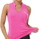 MoFiz Sleeveless Golf Polo Shirt for Women V-Neck Raceback Tennis Tank Top Workout Sport T-Shirt, XS