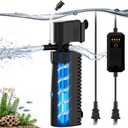 Aquarium U-V Filter for Green Water, Internal Fish Tank Filter with U-V Light & Timer, Turtle Tank Filter with Dual Outlet & Aeration, for 60-150 Gallon Freshwater & Saltwater