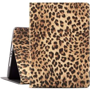 Case for iPad 9th/8th/7th Generation (2021/2020/2019) 10.2 Inch, Leopard iPad 10.2 Case for Girls Women, Protective iPad Cover 9th Generation Adjustable Viewing Stand Auto Wake/Sleep, Brown