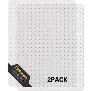 Plastic Office Chair Mat for Carpeted Floors, Heavy Duty Floor Mat,Eco-Friendly Series Studded Carpet Desk Chair Mats-36'' x 48'' (36 inches X 48 inches x 2 pc- NO Lip)
