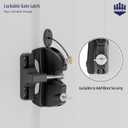 Key Lockable Two Sided Gate Latch, Outdoor Fence Gate Lock Double Sided Gate Latch, 2 Way Gate Latch Lock with Spring Loaded Pull Cable, Fence Locks for Outdoor Gates Metal, Wood Fence