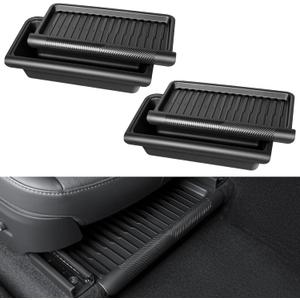 2PCS Under Seat Storage Box for 2026 Tesla Model Y Juniper,Hidden Organizer Tray Underseat Bins with Lid Cover for 2025-2026 Tesla New Model Y Juniper (Launch Series) Interior Accessories