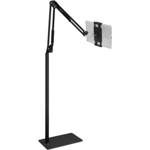 Tablet Floor Stand with 5LB Metal Base, Overhead Bed Phone Stand Angle Height Adjustable Holder, Universal Floor Stand Compatible with iPhone iPad Pro Air Mini, Samsung Tab, Kindle, E-Readers