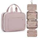 BAGSMART Large Toiletry Bag Travel Bag with Hanging Hook, Water-resistant Makeup Cosmetic Bag Travel Organizer for Accessories, Shampoo, Full Sized Container, Toiletries (Baby Pink)