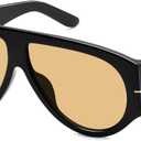 Oversized Retro Aviator Sunglasses Womens Mens 70s Classic Vintage Sun Glasses AR82227 (Deep Black/Yellow Us)