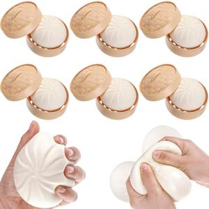 Civaner 6 Pack Dumpling Stress Fidget Relief Toy, Sensory Steamed Stuffed Stretch Bun Stress Relief Toy, Balls Food with Mini Steamer Kit for Kids Adult Gifts
