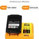 2Pack 3.0Ah 20V Battery with Charger Replacemen for Dewalt 20V Battery DCB202 DCB203 DCB204 DCB205 DCB206 DCD/DCF/DCG Series Tools