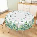 Spring Summer Round Tablecloth 36 Inch Watercolor Sage Green Eucalyptus Leaves Circle Table Cloth Washable Polyester Fabric Table Cover for Kitchen Dining Room Indoor Outdoor Home Decor