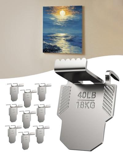 (ApeBest) 10 Canvas Hangers for Drywall Claw Hooks: Heavy Duty Damage Free Holds up to 40 lb 18"x24" Large Canvas Picture Frame Hanger Kit - Wall Hanging Hook Easy Removable for Room Décor