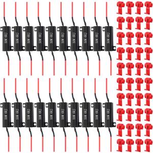 Xuhal 20 Pack 50W 6ohm Load Resistor Turn Signal LED Kit Fix Fast Flash Blink Error Code Flickering Resistor for LED Lights Bulb Headlights Tail Light License Plate DRL(Black)