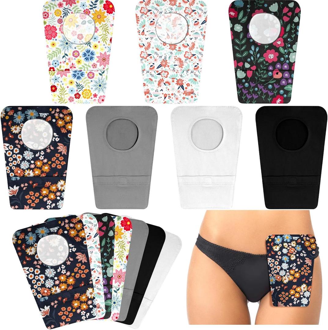 Mumufy 14 Pcs Ostomy Bag Pouch Covers for Women Men with Round Opening Care Protector Shower Wraps Cover Odor