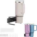 Water Bottle Organizer for Stanley Tumbler, Stainless Steel Wall Mount Cup Holder Fit for Stanley 40/30 oz, Self Adhesive or Drilling Cup Holders for Kitchen Organizer and Storage,1PC (Black)