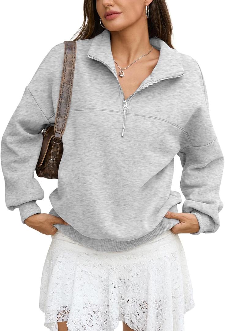 EasyGala Womens Oversized Quarter Zip Sweatshirts Fleece Half Zipper Pullover Tops Fall Fashion Outfits Clothes 2026 M
