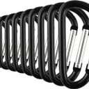 SWATOM Aluminum Carabiner Clip Snap Hook Keyring 1.5/1.9/2.2/2.4/2.8 Inch Carabiners Keychains Black(10P/20P)