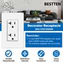 BESTTEN 10 Pack 20 Amp Decorator Wall Receptacle Outlet, Non-Tamper-Resistant, 20A/125V/2500W, Residential and Commercial Use, UL Listed, White
