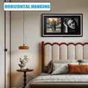 Double Album Frame 19x34 inch Double Vinyl Record Frame and Displays Two 12.5 Inch Vinyl Records Art, Can be Hanging Horizontally or Vertically to Showcase Your Record Style, Black, 33.9''L x 18.9''W x 1.2'' H
