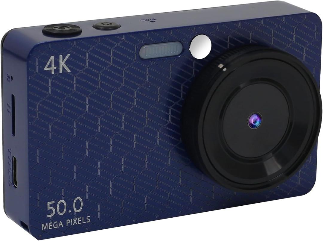 Digital Camera for Photography Autofocus, 4K 50MP Point and Shoot Cameras with 32GB SD Card, Portable Travel Camera for Beginner, Small Compact Digital Camera for Boys Teens, Metal Shell, Dark Blue