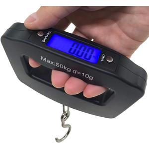 AFUNTA 50Kg 10g Luggage Weight Scale, LCD Luggage Scale Travel Digital, Fish Scale, Home Electronic Portable Hanging Weight Hook Travel Luggage Scale