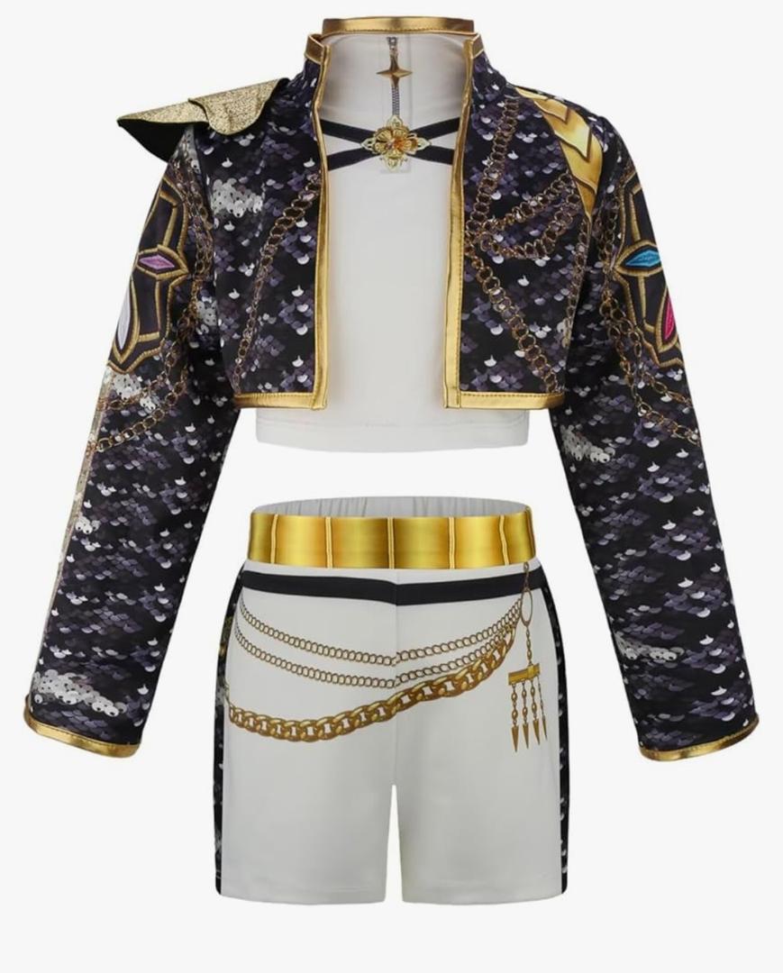 Girls Singer Costume for Kids Fancy Outfit Halloween Set 3PCS, Size 150