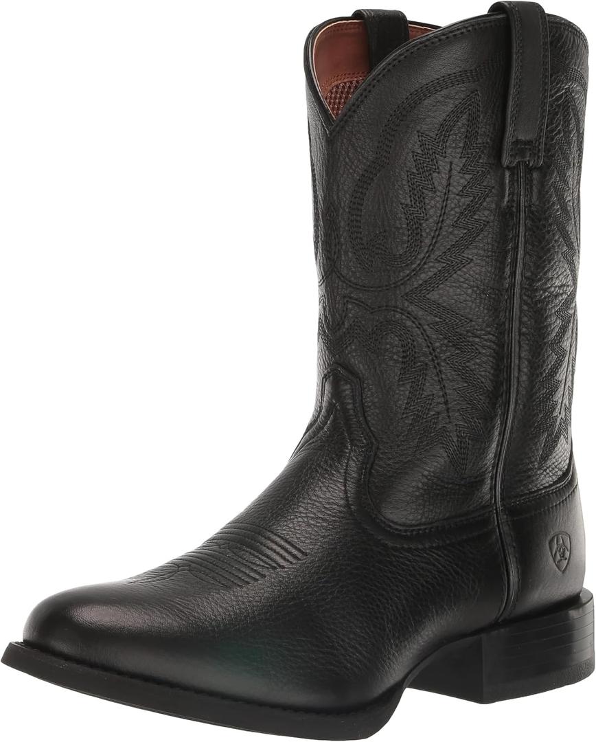 ARIAT Men's Sport Stratten Western Boot - Black Deertan, 12D Medium