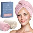 Microfiber Hair Towel Wrap Turban (Pink and Beige)