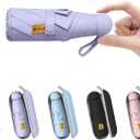 BAODINI Travel Mini Umbrella for Purse With Case Small Compact UV Sun Protection Sun Lightweight Tiny Pocket Umbrella for Women Kids and Men (1-Light Purple)