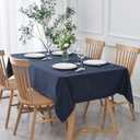 maxmill Rectangle Textured Tablecloth Waterproof Spillproof Wrinkle Free Table Cloth, Kitchen Dinning Tabletop Decoration, Fabric Table Cover for Outdoor and Indoor Use, 52 x 70 Inch, Navy Blue