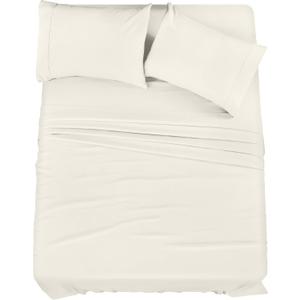 Utopia Bedding Queen Sheet Set  4 Piece Bed Sheets for Queen Size Bed, Soft and Breathable Microfiber, Includes 1 Fitted Sheet, 1 Flat Sheet and 2 Pillowcases (Ivory)
